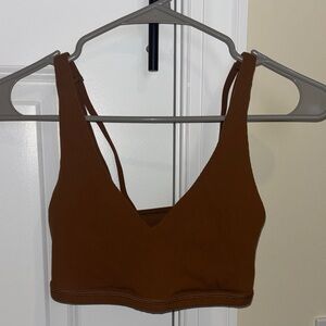 Ribbed V-Neck Sports bra brown